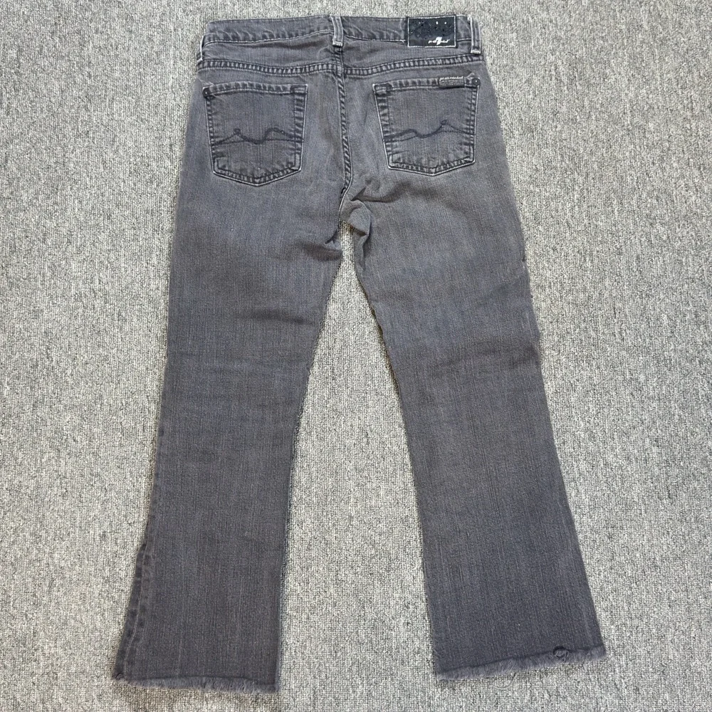 7 For All Mankind Women's Cropped Wid Cuff Raw Hem Low Rise Gray‎ Jeans Size 26
